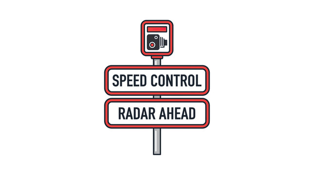 Speed Control Radar Ahead Sign with Camera Icon