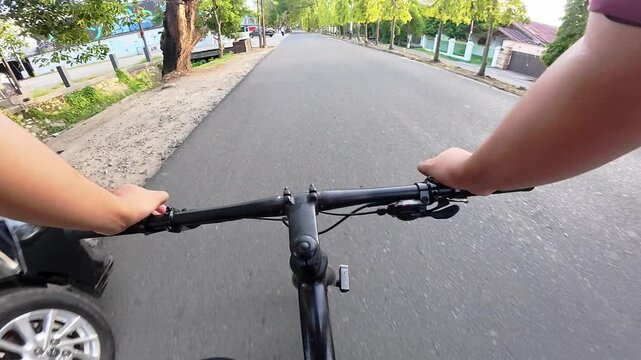 First-Person View of Cycling on a Road