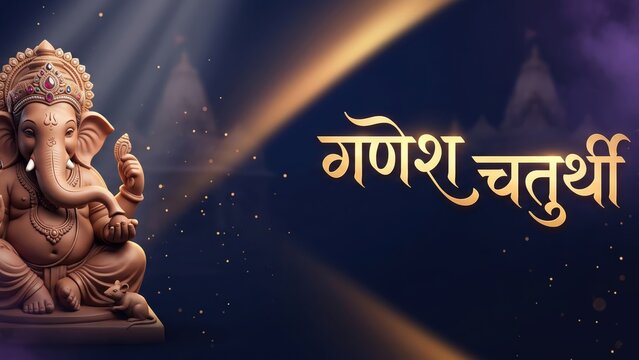 Ganesh Chaturthi Hindi Festival Banner &ndash; Sapphire Golden Halo