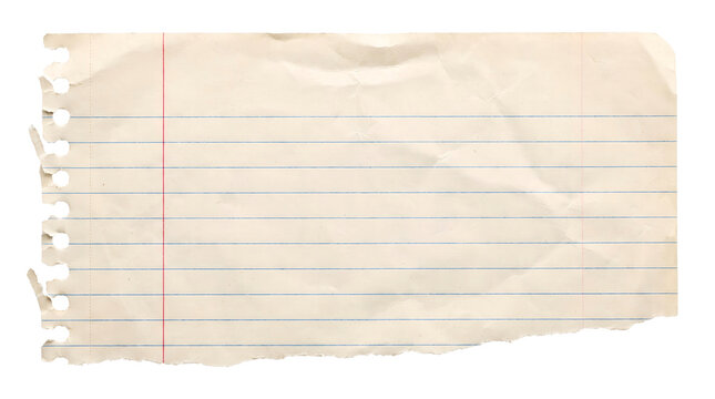 Ripped Piece of Old Notebook Lined Paper Mockup over Transparent Background