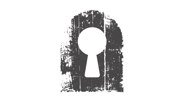 Keyhole Icon in Grunge Style Vector Isolated on Transparent Background