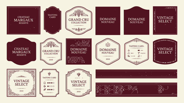 Elegant Wine Labels and Borders - Vintage Design Collection