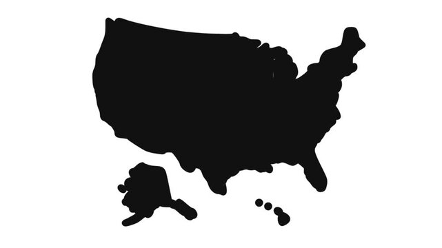 Minimalist United States Map Outline Drawing Animation on White Background