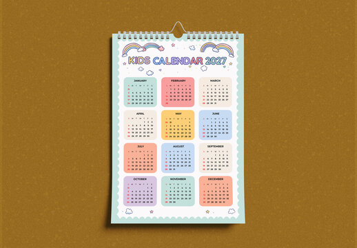Colorful Kids Calendar 2027