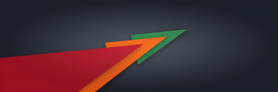 Three layered arrows pointing right on a dark gray background