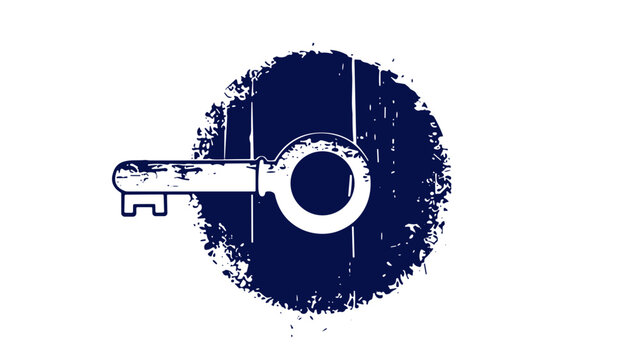 Key Icon in Grunge Style Vector Isolated on Transparent Background