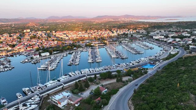 Sunset Over Sığacık, Teos Marina and Fishing Village, İzmir, Turkey &ndash; Cinematic Drone Aerial View | 4K