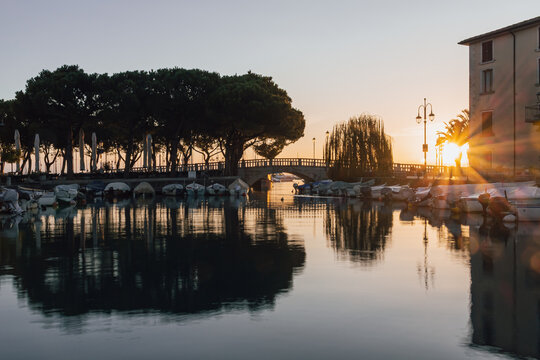 Sunrise at the Old Port of Desenzano del Garda, Lake Garda, Italy