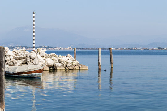 Calm Morning on Lake Garda in Desenzano del Garda, Lombardy, Italy