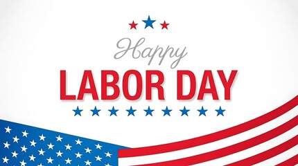 Obraz premium Happy labor day greeting with american flag and stars