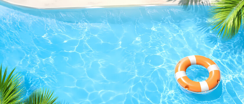 piscine tropicale avec bou&eacute;e id&eacute;al pour blog ou article sur les vacances et le tourisme