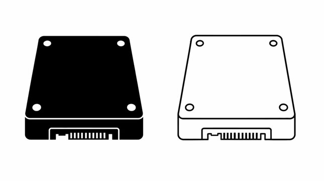 Solid State Drive SSD Hardware Icons in Flat Style