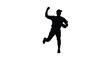 Obraz premium Running man in athletic wear arms raised black silhouette runner
