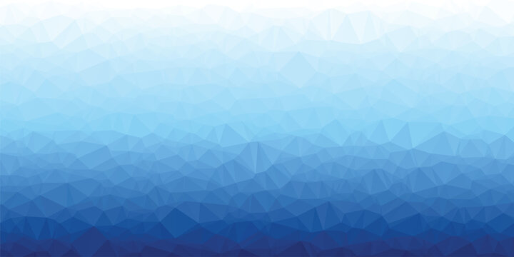 Abstract Blue Gradient Low Poly Background. Geometric Polygonal Design, Light to Dark Blue Texture.