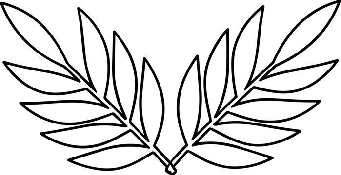 Elegant Laurel Wreath Border Design, Outline Vector Art, Symbol of Victory and Achievement