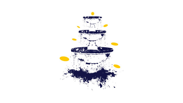Money Fountain Symbolizing Passive Income and Financial Growth Vector Illustration Isolated on Transparent Background