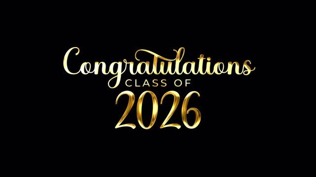 Elegant golden script graduation typography for class of 2026. Perfect for graduation invitations, announcements, and celebratory designs.