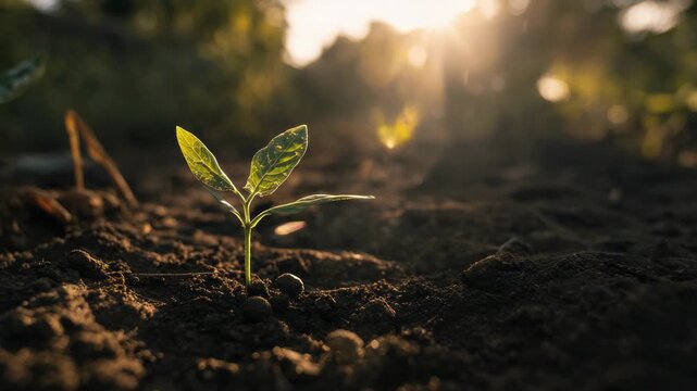 The beginning of a plant's life captured with a close-up shot.