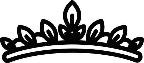 Elegant Black Tiara Icon on White Background © kumara
