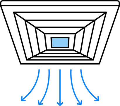 HVAC Ceiling Air Diffuser Ventilation Outlet Outline Vector for Modern Building Air Distribution System