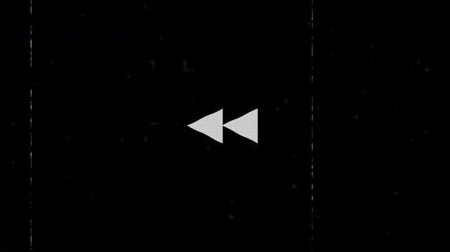 Vintage VHS tape rewind visual, analog TV static, distorted signal in high quality 4K resolution.