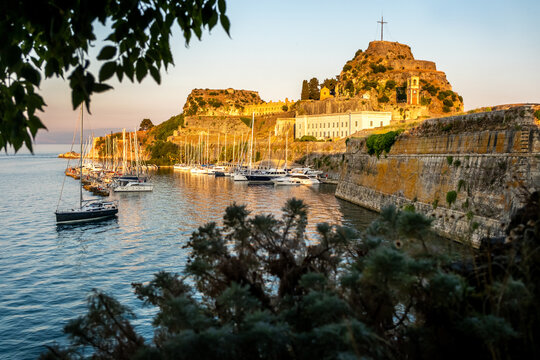 Old Venetian fortress of Corfu town, Corfu, Greece. The Old Fortress is a Venetian fortress in the city of Corfu. Venetian Old Fortress (Palaio Frourio), Corfu, Ionian Islands, Greece