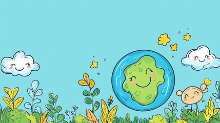 Fototapeta premium A cute Save Earth background design, perfect for eco-themed wallpapers or environmental backdrops.