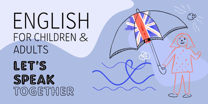 Union jack flag with umbrella and child vector illustration