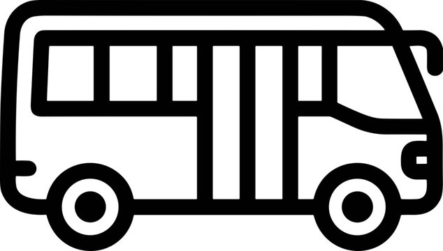 Minibus icon, simple line art illustration of a passenger vehicle, travel and transport concept