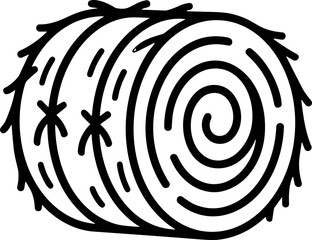 Rolled Hay Bale Icon - Simple Line Art Illustration © Domboancok