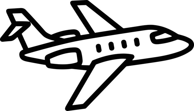 Sleek Private Jet Aircraft Silhouette Flying - Modern Business Travel Icon