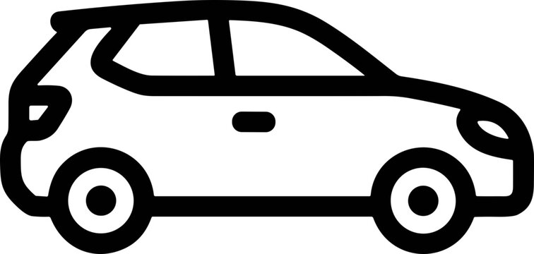 Minimalist outline icon of a compact hatchback car, side view, simple vector design.