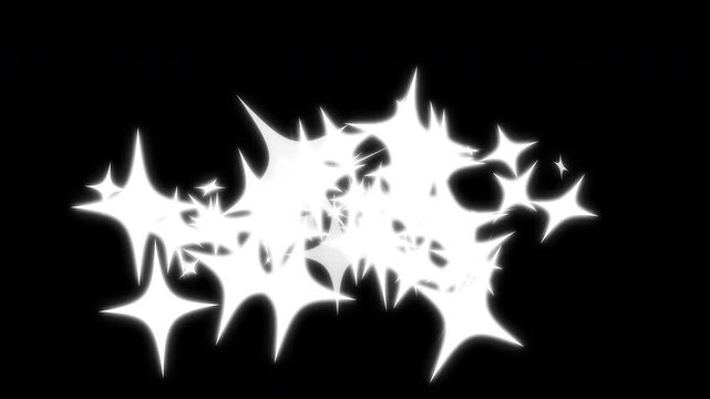 4k magic line dust, white twinkling star glitter line animation, pixie dust path, fairy doodle stars, magic dust glow sparkle effect, 2D flat sparkle effect overlay on black screen background