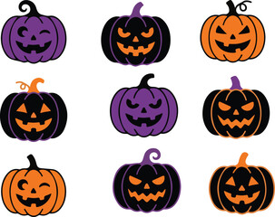 Obraz premium Helloween pumpkins collection spooky jack o' lanterns for halloween decorations and festive designs