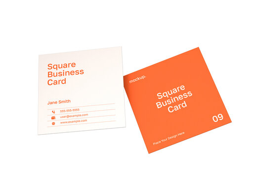 Square Business Card Mockup Set