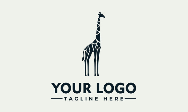Modern giraffe silhouette vector logo illustration for identity design