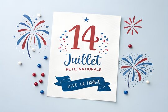 Happy Bastille Day 2026, Happy bastille day banner celebration in france vector illustration, Happy Bastille Day. France national holiday poster. Eiffel Tower and handwritten lettering. Illustration, 