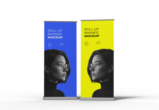 Twin Roll Up Banner Mockup Set