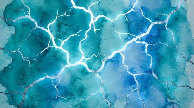 Abstract electric blue water ripple texture background with glowing lightning veins, generative AI
