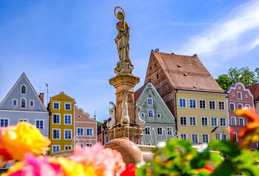 historic buildings at the old town of landsberg am lech - bavaria