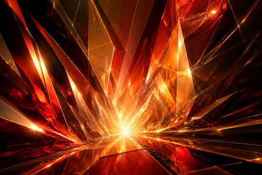 Explosion cristalline futuriste rouge et or