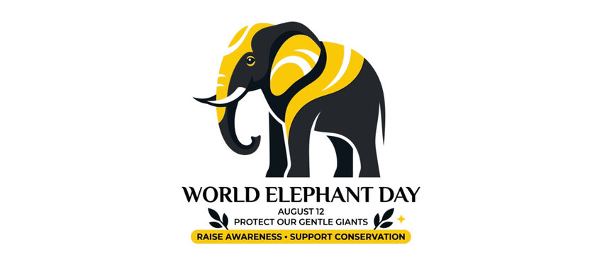 World Elephant Day graphic with stylized elephant and conservation message