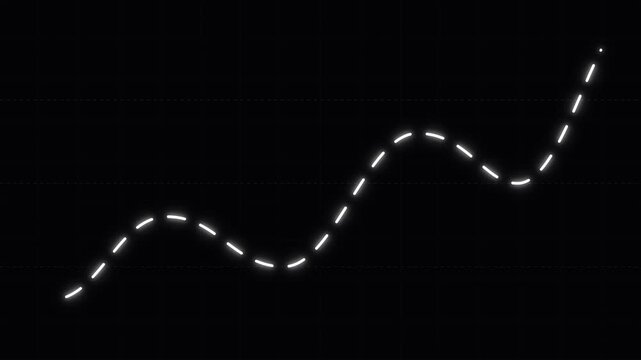 Animated glowing line graph with dashed stroke for financial data analysis and business growth presentation