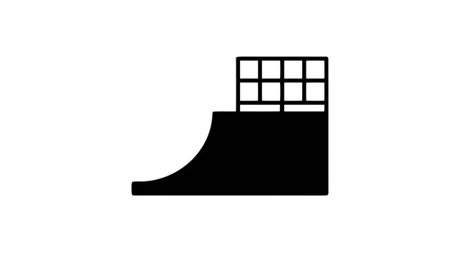 Vector illustration of skate ramp icon, half pipe symbol, extreme sports vector illustration on a transparent background