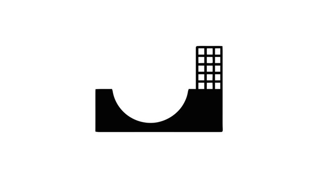 Vector illustration of skate park half pipe ramp icon on a transparent background