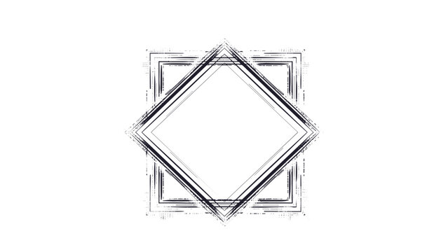 Abstract Geometric Diamond Frame in Grunge Style Vector Isolated on Transparent Background