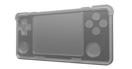 3d left side perspective a full glass portable game console illustration background © Hary