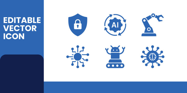 Editable vector icons for technology and artificial intelligence concepts
