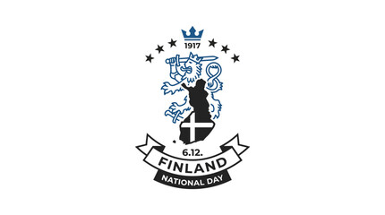 Fototapeta premium Finland National Day 1917 Emblem with Lion and Crown