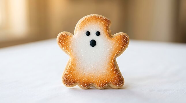 Ghost Sugar Cookie Halloween White Icing Black Eyes